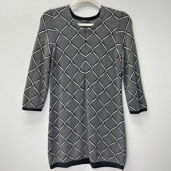 J.McLaughlin Grey Patterned Front Zip Knit Sweater Tunic Dress Size M - Picture 1 of 9